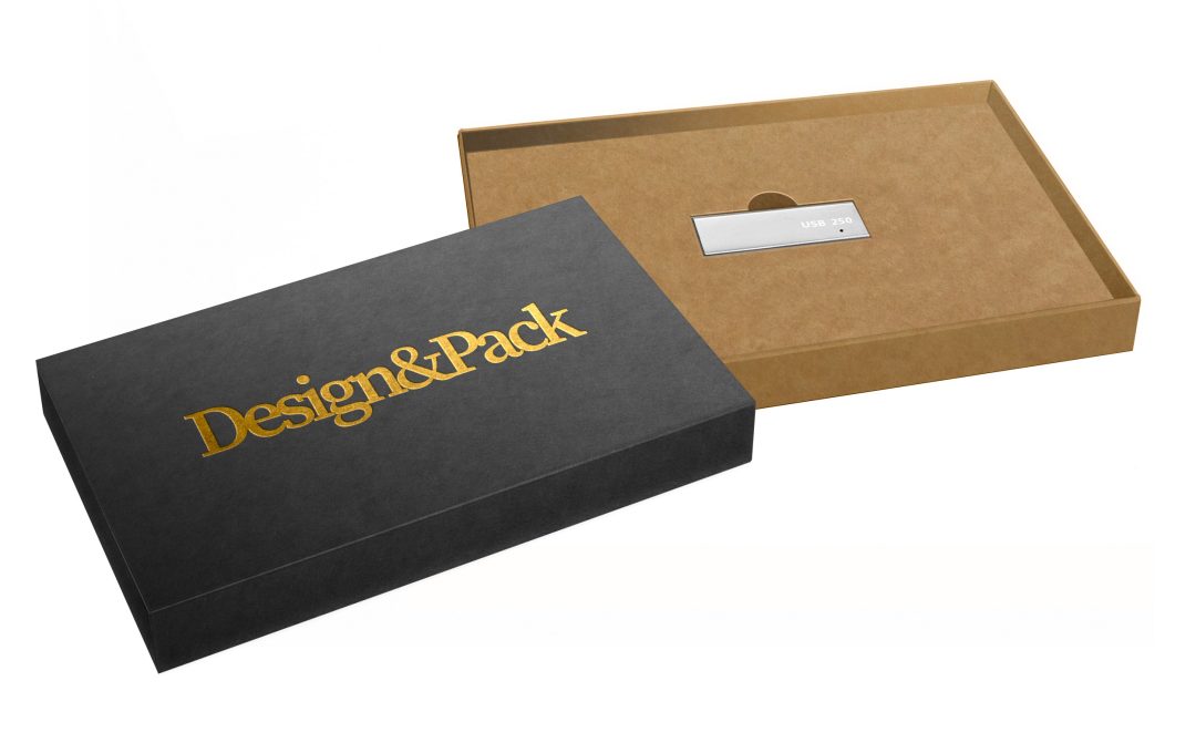 Design & Pack Coupon Gift Card 125x230d20 Black Kraft Metallic Gold Deboss Usb