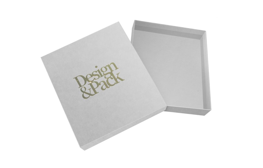 Design & Pack Trat & Lid Gift Box 185x215x35 Mm White Deboss Gold