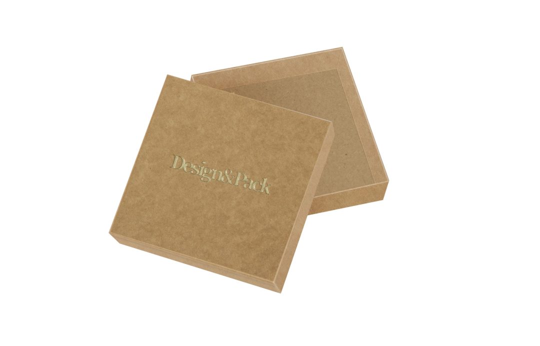 Square Box A 125x125d30 Kraft Deboss Gold