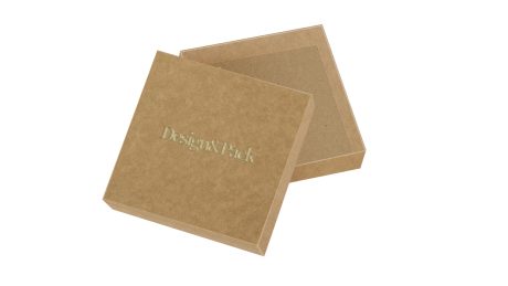 Square Box A 125x125d30 Kraft Deboss Gold